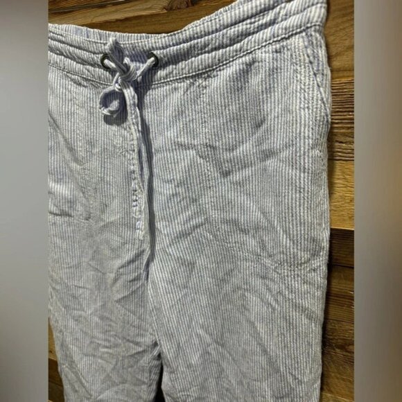Alexander Jordan linen blend  capri blue and white stripe drawstring pockets USM - Picture 2 of 5